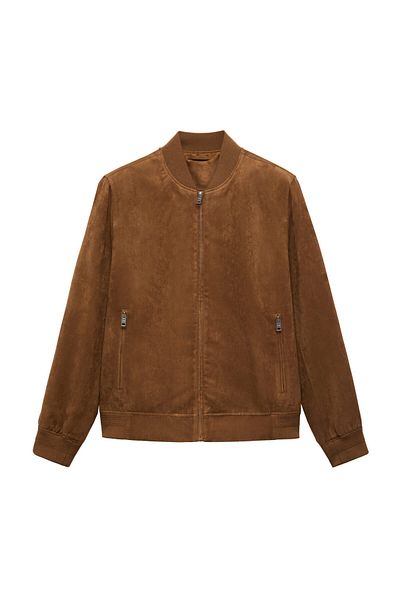 MANGO Man Suede-effect bomber jacket