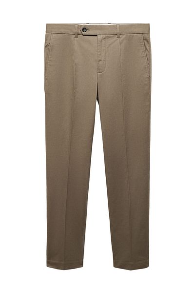 MANGO Man Slim-fit cotton pleated trousers