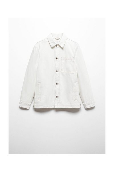 MANGO Man 100% cotton overshirt with pocket