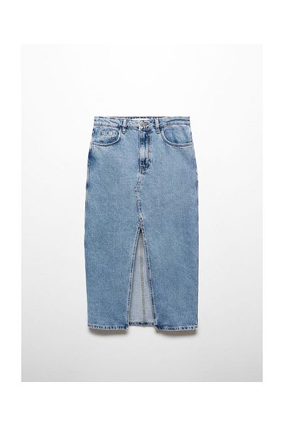 MANGO Woman Denim midi-skirt