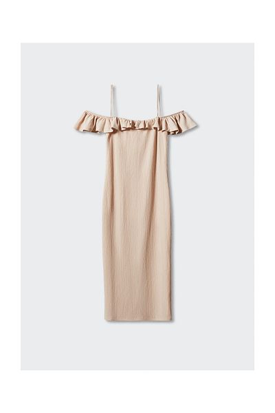 MANGO Woman Textured ruffled dress