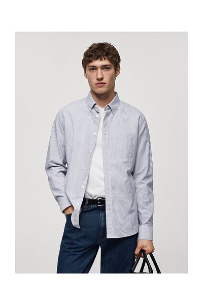 MANGO Man 100% cotton kodak striped shirt