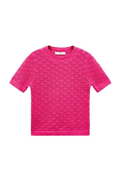 MANGO Woman Pulover ajurat cu maneca scurta