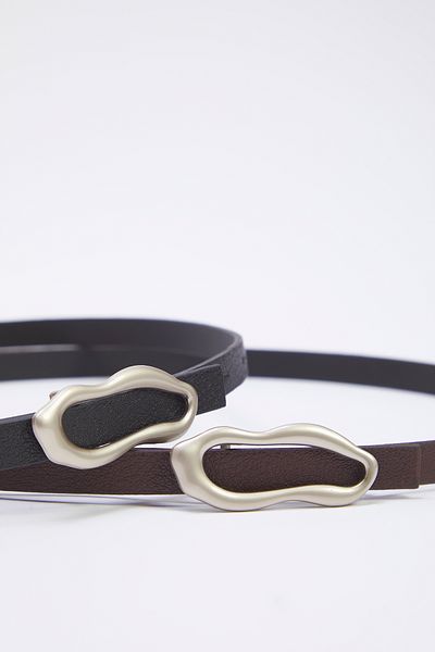 Trendyol Collection Schwarz-brauner 2-teiliger Damengürtel in Lederoptik TWOSS25KE00017