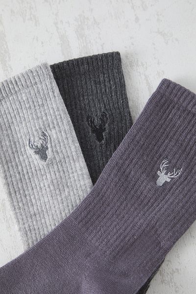 Trendyol Collection Unisex 3-Pack Grey-Smoked-Anthracite Cotton Stripe Long Length Socks - Tmnaw25Co00008