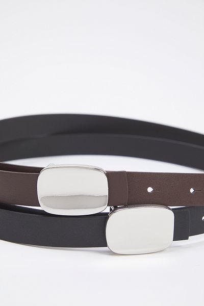 Trendyol Collection Black-Brown 2 Pack Leather Look Women's Belt Twoss25Ke00014