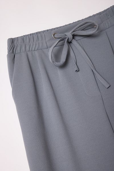Edit by Trendyol Gray Straigth/Straight Cut Knitted Trousers with Belt Tedss25Pl00003