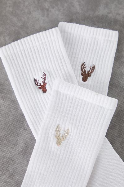 Trendyol Collection 3 Pack White Striped Cotton Long Socks Tmnaw25Co00008
