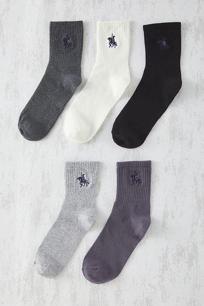Trendyol Collection Πολύχρωμες βαμβακερές κάλτσες Unisex 5 Pack Hímzett College TMNSS25CO00014