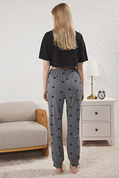 Trendyol Collection Anthracite 2 Pack Heart Knitted Pajamas Thmss25Pj00017