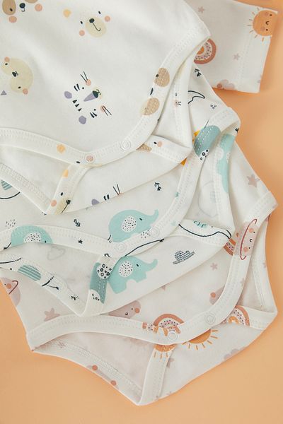 TRENDYOLKIDS 3-Piece Unisex White Baby Bodysuit - Tkdss25Zo00001