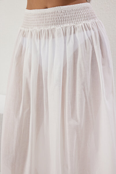 Trendyol Collection Strandruha - Ecru Brode részletes blúz és szoknya TBESS25AU00042