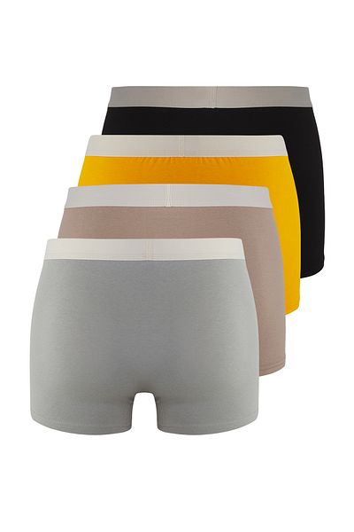 Trendyol Collection Mehrfarbiges 4er-Pack Basic Writing Luxury Gather Soft Perfumed Boxer