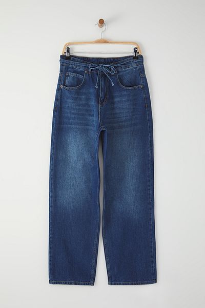 Trendyol Collection Mittelblaue Baggy-Fit-Jeans, lockere JeanshoseTMNSS25JE00002