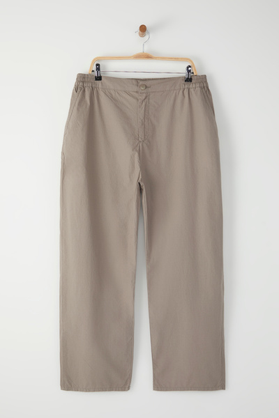 Trendyol Collection Plus Size Stone Color Paper Touch Woven Seasonal Trousers