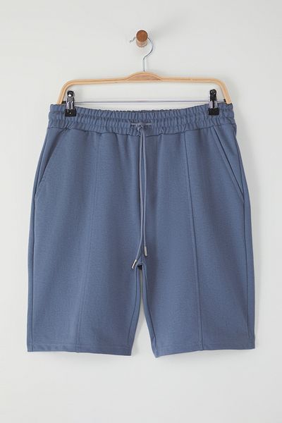 Trendyol Collection Modré šortky střední délky – gumový pas, detail šněrování, pravidelný střih TMNSS20SR0070