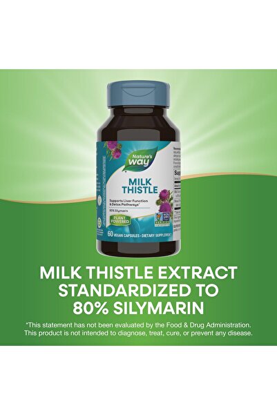 Nature's Way Milk Thistle, 175 mg Seed Extract, 80% Silymarin, Supports Liver & Detox, Vegan, 60 Capsules