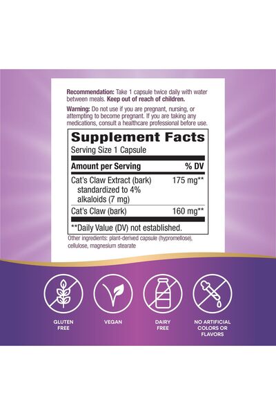 Nature's Way Standardized Cat's Claw Extract, 175 mg per serving, 60 Capsules