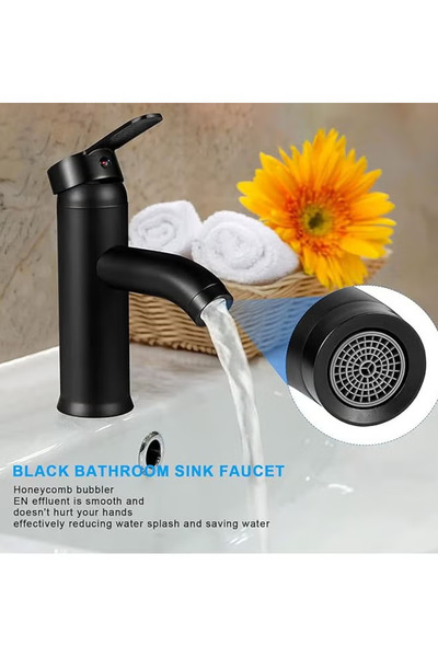 COOYA Wash Basin Mixer Faucet, Stainless Steel, Kitchen Water, Sink Faucet for Bathroom, Black