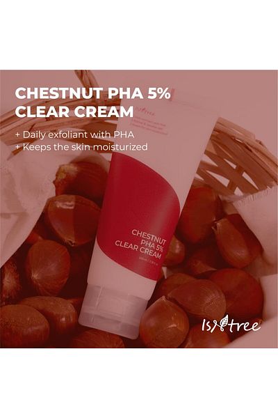 Isntree Chestnut PHA 5% Clear Cream 100ml | Mild Exfoliant for Sensitive Skin | Hydrating Moisturizer