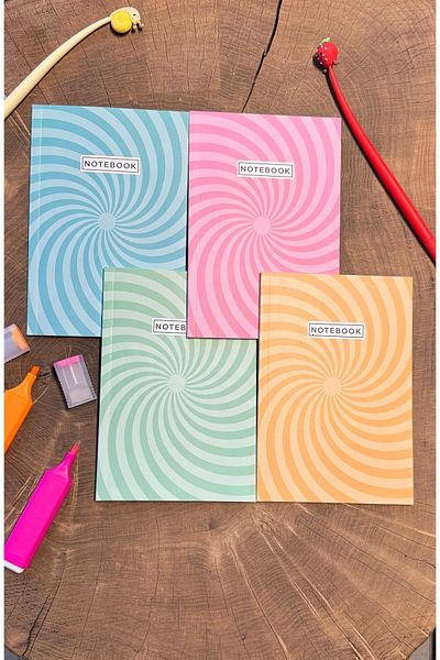 Fly Notes 13X20 cm 64 Page 4-Piece Dotted Notebook Set - School Notepad and Gift Dotted Series