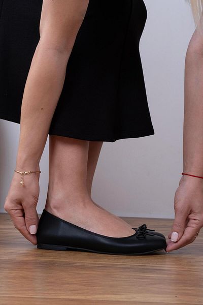 sovrana Ribbon Detailed Ballerina Ballerina Black