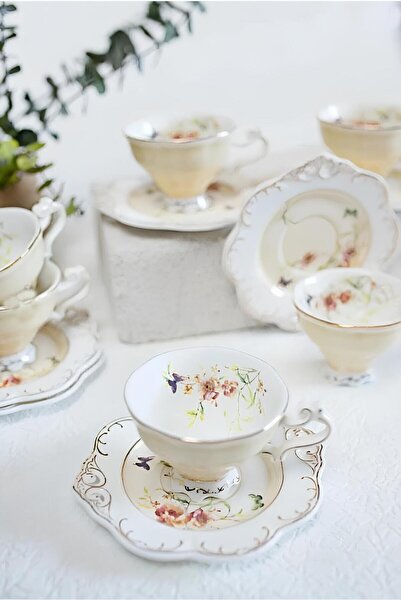 Kosova 6 Lı Fincan Takımı Flower Krem Zjn-02