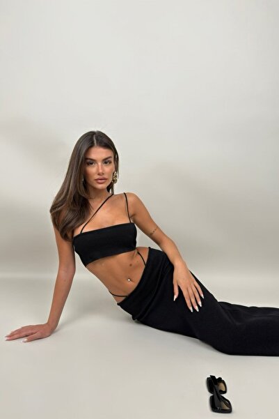 Inciqueen Fusta maxi texturată cu detaliu din șnur eyesof