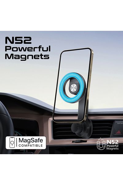 Promate Magnetic Car Phone Holder 360-Degree Rotatable AC Vent Car Phone Stand With Anti-Slip Grip
