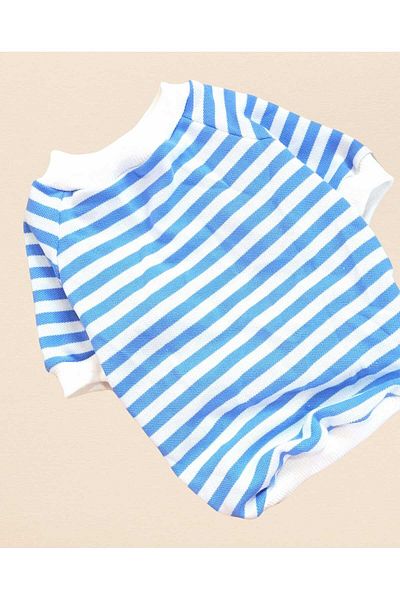 PATİBÖR White Blue Striped Pearl Dog Sweatshirt