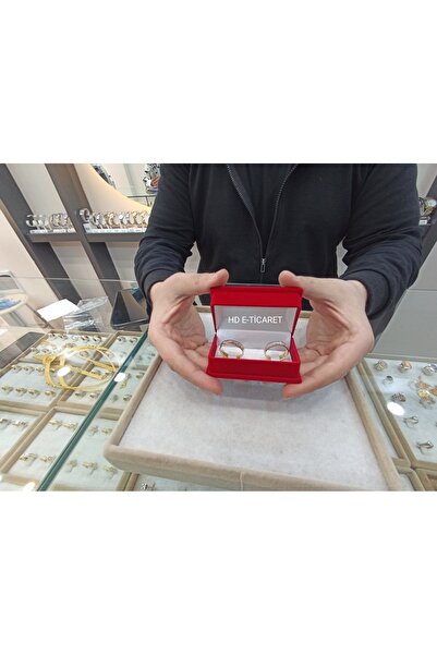 HD KUTU Lahit Çift Alyans Kutusu Kırmızı Kadife Çift Yüzük Kutusu Hediye Kutusu 1 Adet