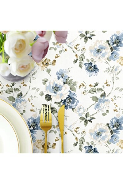 Evim Canvas Spring Baby Blue Liquid Proof Stain Resistant Table Cloth