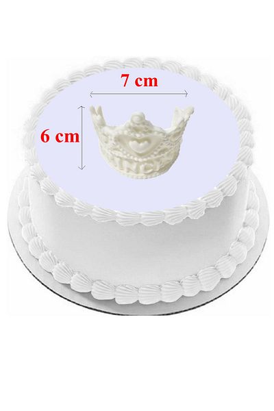 Pasta9 White Color Princess Written Crown Model from Sugar Dough 7X6 cm Size Display Product Future