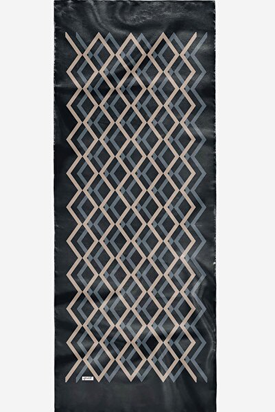 AFVENTE Geometric Pattern Dark Blue Cotton Shawl