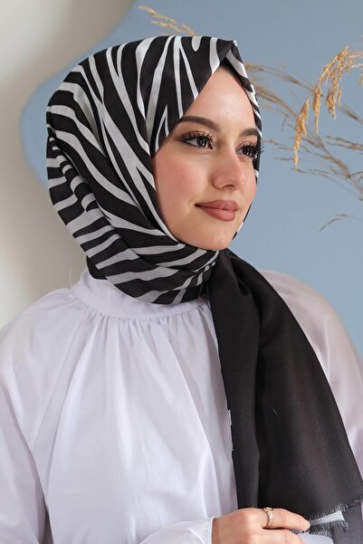 AFVENTE Γκρι βαμβακερό σάλι - κυματιστό σχέδιο