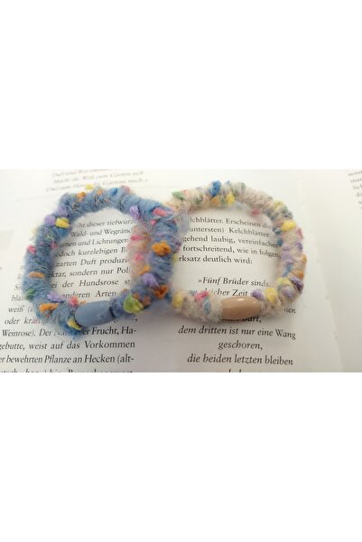 TREND Set of 2 Rubber Hair Clips with Colorful Beads Sport Style - Fashion Hair Accessories in Withered Colors