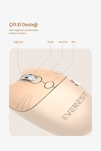 Everest Km-6283 Catty Wireless-Bluetooth Kablosuz Ultra Sessiz Özel Tasarımlı Q Klavye Mouse Mouse Pad Set