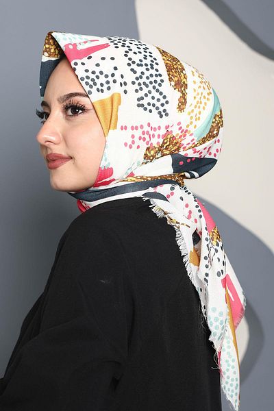 AFVENTE 49 Model Patterned Cotton Scarf - Multicolored