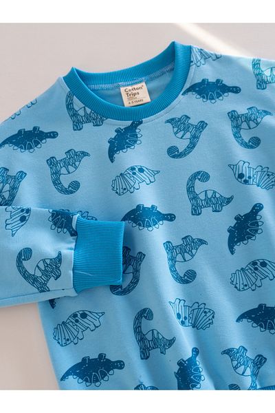 Cotton Trips Costum sezonier pentru copii cu model dinozaur albastru 2-8 ani
