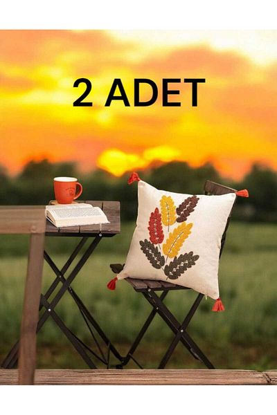 Felluci textile Punch Embroidered Throw Pillow Basak 43X43 2 Pieces