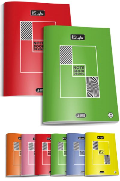 Glanart 2 Pcs A4 Size Plastic Cover 80 Sheets Squared Notebook Edge Red Striped