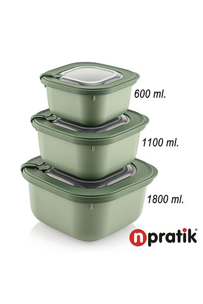 N'Pratik Elegant Storage Box Storage Container Set 3 Pieces of Vacuum Lid Suitable for Microwave and Refrigerator Colorful