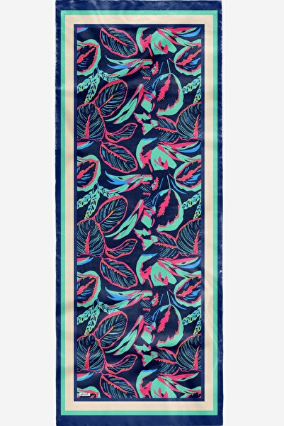 AFVENTE Light Blue Leaf Patterned Soft Cotton Shawl