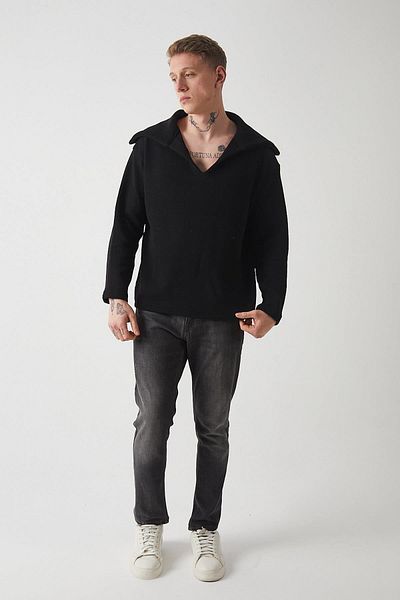 Rocqerx R-5850 Детайлно плетен пуловер с яка