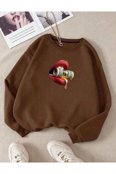 RPT MODA ОБЩ ТОП С УДОБНА КРОЙКА И ПРИНТ „ДОЛАР ЛИП“ С ДЕТАЙЛИ И ОБЪКЛО ЯКЛЕ, БЕЗАЛКОХОЛЕН