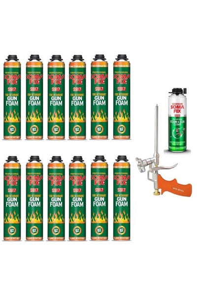 Somafix 12 Adet 750 Ml Tabancalı B2 Yangına Dayanıklı Poliüretan Köpük Tabanc...
