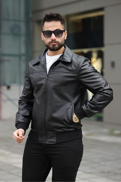 S&M CLOTHİNG Ανδρικό δερμάτινο μπουφάν