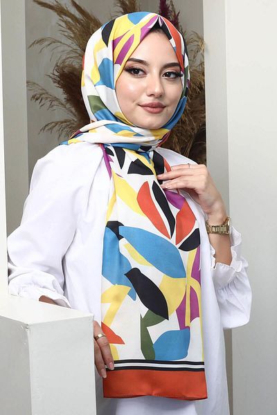 AFVENTE Light Leaf Patterned Brown Soft Cotton Shawl
