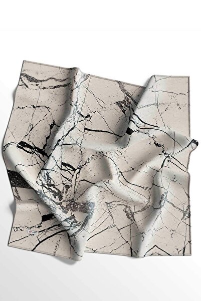 AFVENTE Mermer Desen Bej Pamuk Eşarp