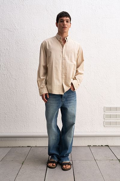 GIESTO ΠΟΥΚΑΜΙΣΟ OVERSIZED DRAPE ΕΛΑΦΡΥ ΛΙΝΟ